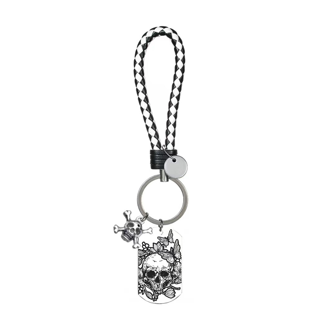 Wholesale Halloween Skull Moon Flower Stainless Steel Keychain